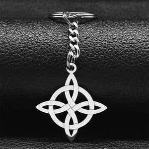 Witch Knot Keychain Stainless Steel Lucky Amulet Keyring