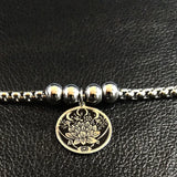 Triple Moon Goddess Charm Bracelet Stainless Steel Eye Bead Cuff