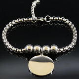 Triple Moon Goddess Charm Bracelet Stainless Steel Eye Bead Cuff
