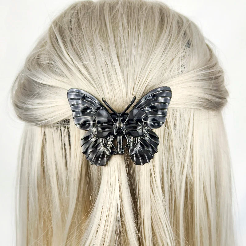 Witch Skull Moth Butterfly French Barrette Hairclip