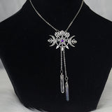 Witch Triple Crescent Moon Pentagram Necklace