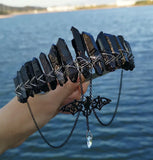 Raw Crystal Plating Bat Chain Headband Witchcraft Hair Accessories