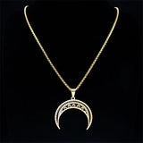 Moon Pendant Necklace Stainless Steel Crescent Meniscus Necklaces