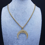 Moon Pendant Necklace Stainless Steel Crescent Meniscus Necklaces