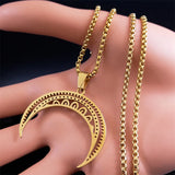 Moon Pendant Necklace Stainless Steel Crescent Meniscus Necklaces