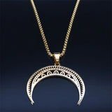 Moon Pendant Necklace Stainless Steel Crescent Meniscus Necklaces
