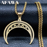Moon Pendant Necklace Stainless Steel Crescent Meniscus Necklaces
