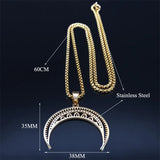 Moon Pendant Necklace Stainless Steel Crescent Meniscus Necklaces