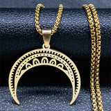 Moon Pendant Necklace Stainless Steel Crescent Meniscus Necklaces