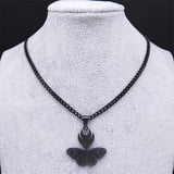 Goth Moon Butterfly Snake Crescent Cuban Chain Necklace