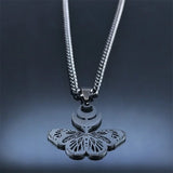 Goth Moon Butterfly Snake Crescent Cuban Chain Necklace