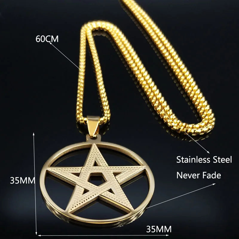 Witchcraft Pentagram Chain Necklace Men Jewelry N1112S02