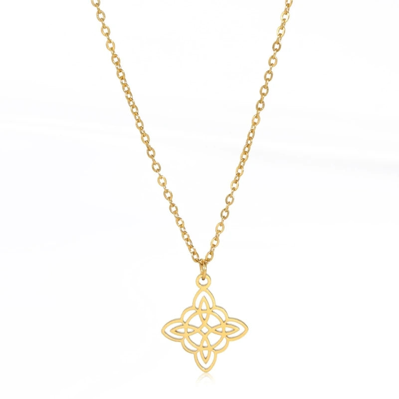 Stainless Steel Witch's Irish Knot Necklace Chain Silver Wicca Necklaces