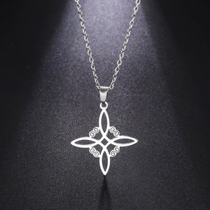 Stainless Steel Witch's Irish Knot Necklace Chain Silver Wicca Necklaces
