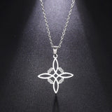 Stainless Steel Witch's Irish Knot Necklace Chain Silver Wicca Necklaces