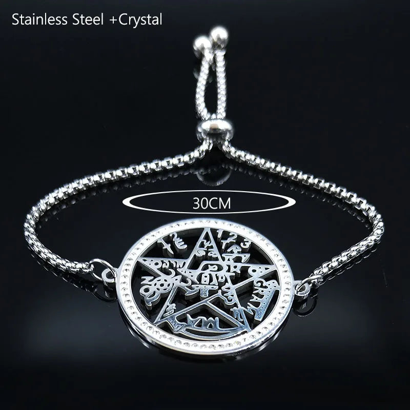 Tetragrammaton Protection Bracelet Silver Bangle Jewelry