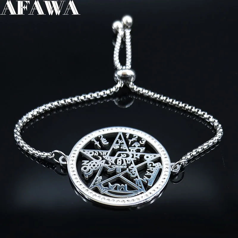 Tetragrammaton Protection Bracelet Silver Bangle Jewelry