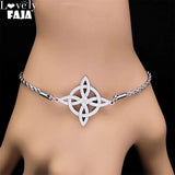 Irish Knot Charm Bracelet Stainless Steel Chain Women Celtics Knot Wicca Bracele