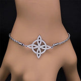 Irish Knot Charm Bracelet Stainless Steel Chain Women Celtics Knot Wicca Bracele