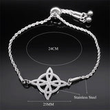 Irish Knot Charm Bracelet Stainless Steel Chain Women Celtics Knot Wicca Bracele