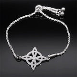 Irish Knot Charm Bracelet Stainless Steel Chain Women Celtics Knot Wicca Bracele