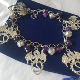 Witches Charm Anklet Dragon Amethyst Pagan Gothic Bracelet