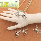 Witches On Broom Charm Beads 10Pcs C224