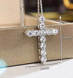 Silver 925 Necklace Zircon Cross Pendant Christmas Gift Jewelry