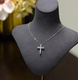 Silver 925 Necklace Zircon Cross Pendant Christmas Gift Jewelry