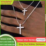 Silver 925 Necklace Zircon Cross Pendant Christmas Gift Jewelry