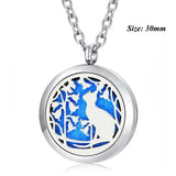 Cat Locket Necklace with Chain - Stainless Steel Essential Oil Diffuser Pendant