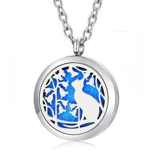 Cat Locket Necklace with Chain - Stainless Steel Essential Oil Diffuser Pendant