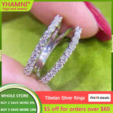 Tibetan Silver Ring with Cubic Zircon Stone - Wedding Band for Women