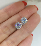 925 Silver Needle CZ Stud Earrings 6mm/8mm