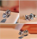 925 Silver Needle CZ Stud Earrings 6mm/8mm