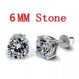 925 Silver Needle CZ Stud Earrings 6mm/8mm