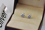 925 Silver Needle CZ Stud Earrings 6mm/8mm