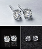925 Silver Needle CZ Stud Earrings 6mm/8mm