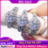 2ct CZ Zircon Allergy-Free Tibetan Silver Wedding Bands