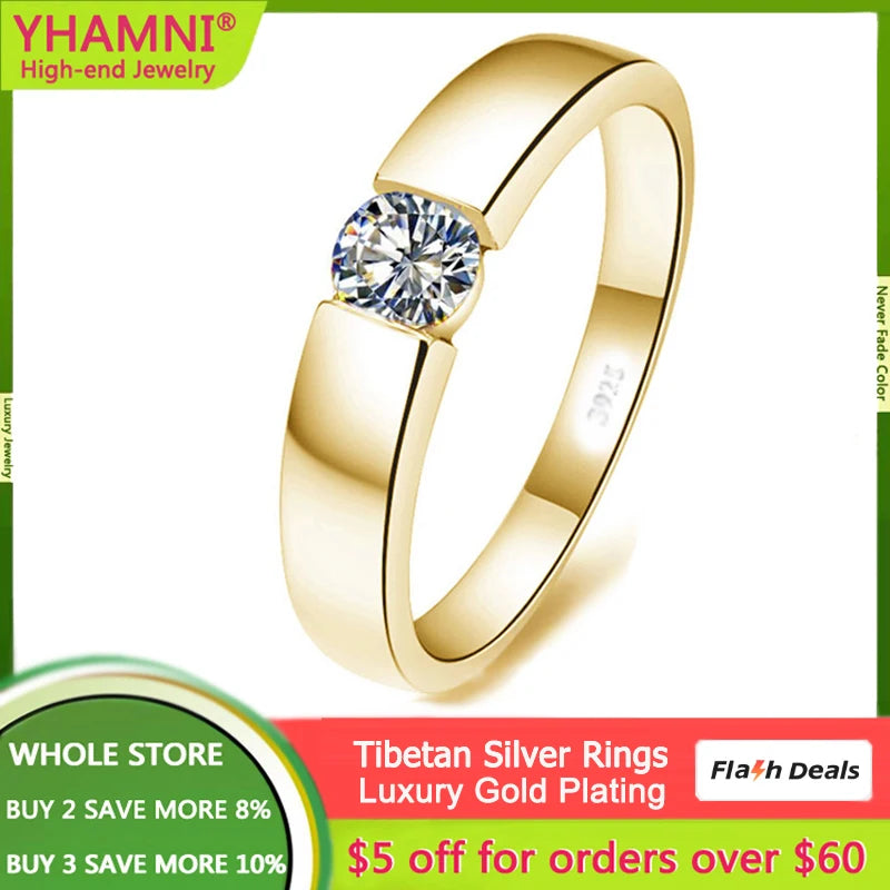 Clear CZ Wedding Band Finger Ring for Men Women