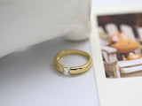 Golden Tibetan Silver CZ Zircon Ring for Engagement Wedding