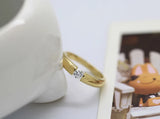 Golden Tibetan Silver CZ Zircon Ring for Engagement Wedding