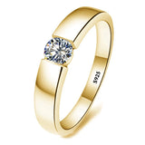 Golden Tibetan Silver CZ Zircon Ring for Engagement Wedding