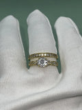 Tibetan Silver Rings for Women 2.0ct Cubic Zircon Wedding Bands Set