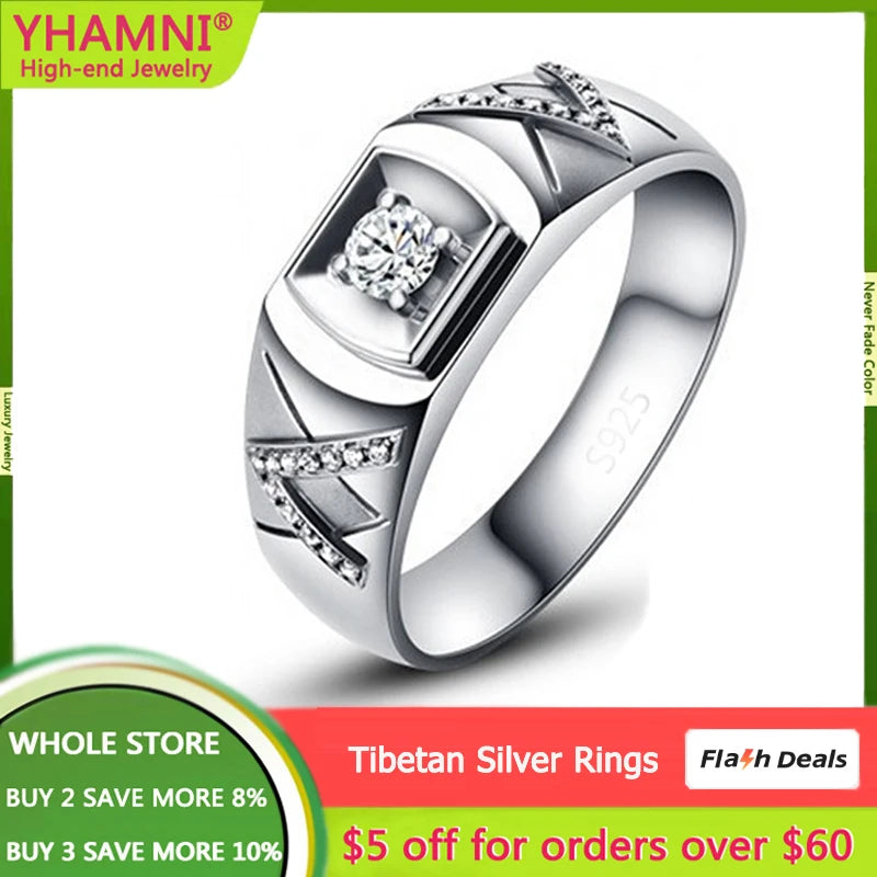 Tibetan Silver Double V Cubic Zirconia Wedding Band
