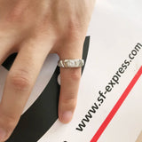 Tibetan Silver Double V Cubic Zirconia Wedding Band
