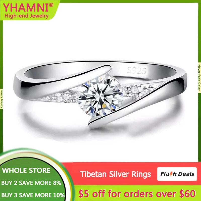 CZ Tibetan Silver 925 Ring for Women Wedding Jewelry