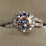 Tibetan Silver Wedding Band Ring with Cubic Zircon - Women's Jewelry