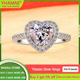 Tibetan Silver Heart Ring with Cubic Zircon