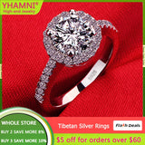 Tibetan Silver CZ Zircon Rings for Women Bride Wedding